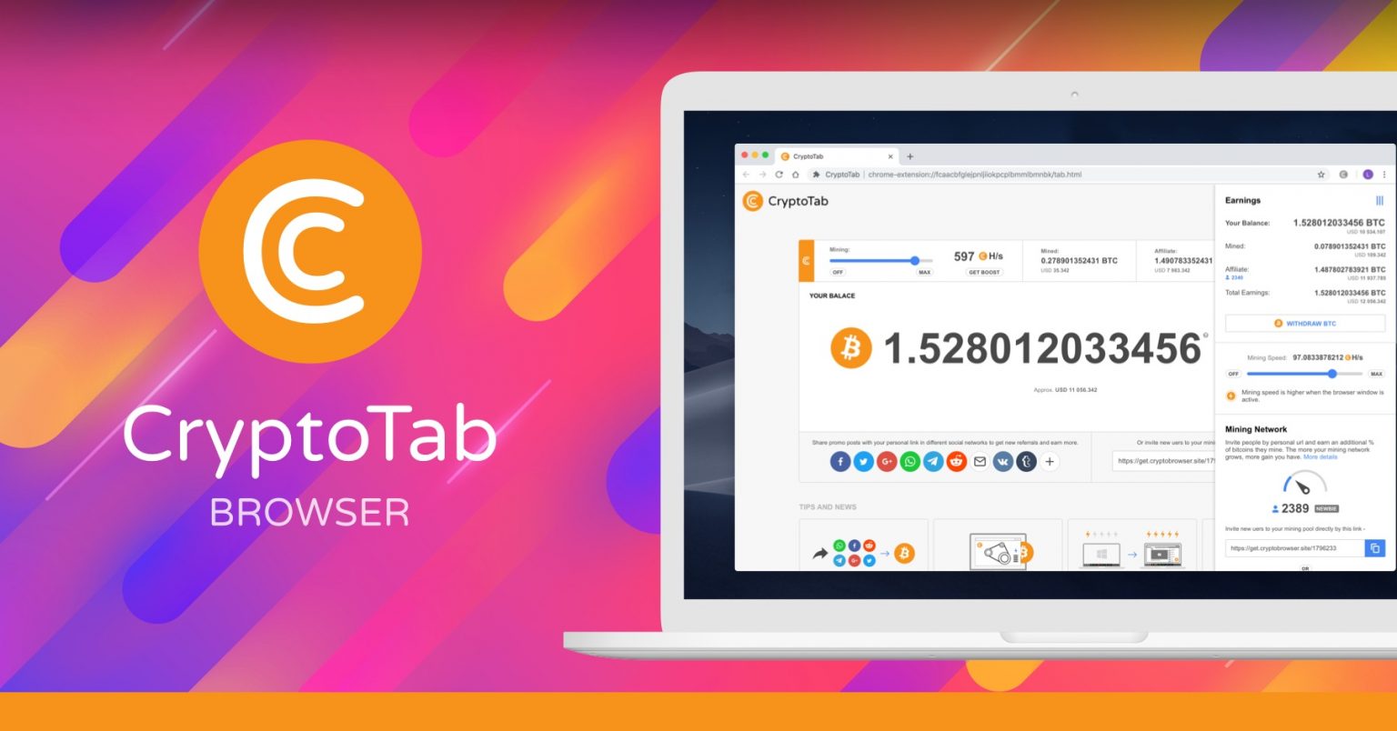 You to mine Bitcoins and grow your income | CryptoTab Browser